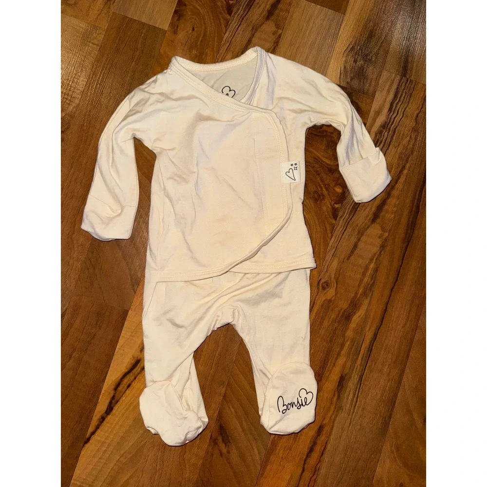 Bonsie Skin to Skin Babywear Kids 0-3 Months Cream Excellent Wrap Top Footed
